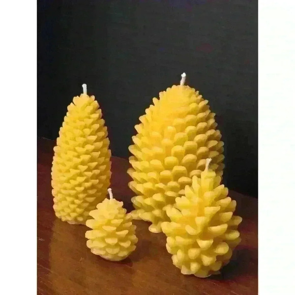 Handmade Beeswax Candle - Pine Cone Group  of 4 - Picture 2 of 5